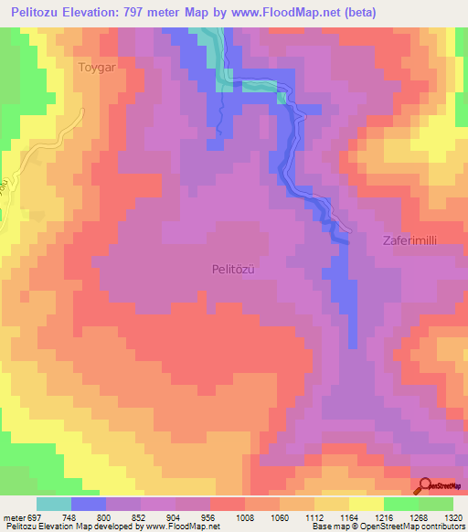 Pelitozu,Turkey Elevation Map