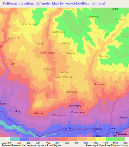 Pelitoren,Turkey Elevation Map