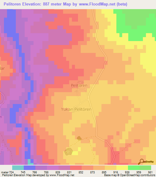 Pelitoren,Turkey Elevation Map