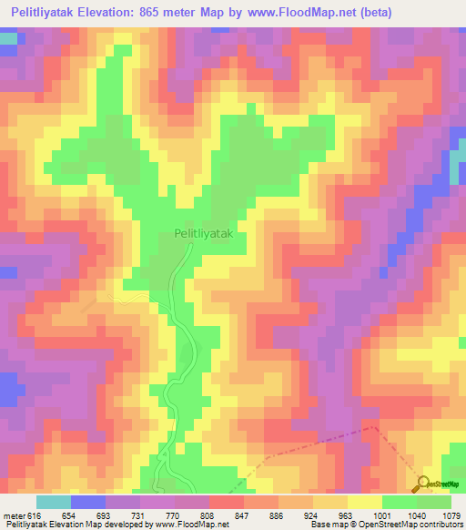 Pelitliyatak,Turkey Elevation Map