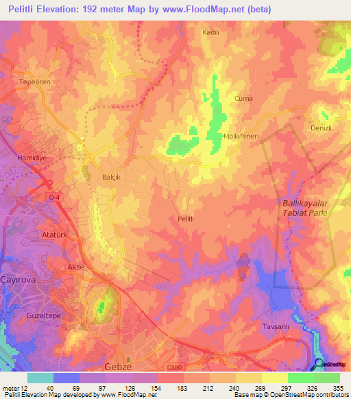 Pelitli,Turkey Elevation Map