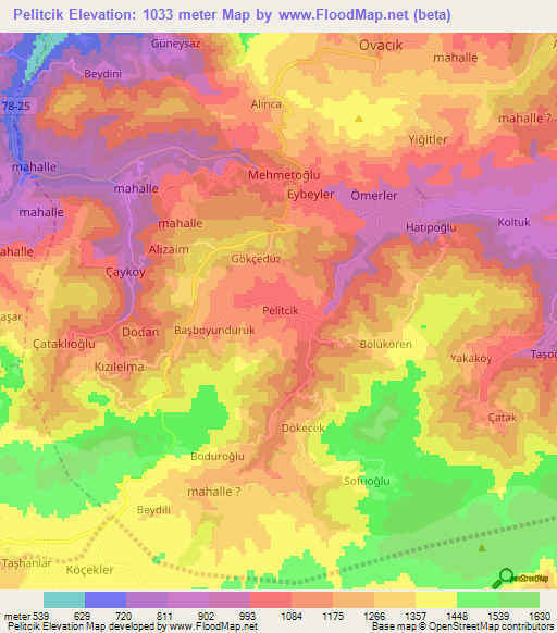 Pelitcik,Turkey Elevation Map