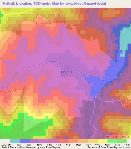 Pelitcik,Turkey Elevation Map