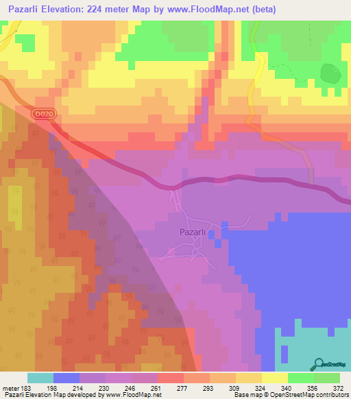 Pazarli,Turkey Elevation Map