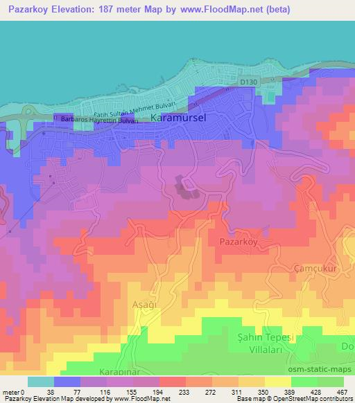 Pazarkoy,Turkey Elevation Map