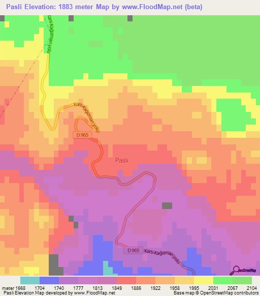 Pasli,Turkey Elevation Map