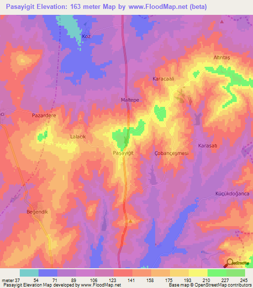 Pasayigit,Turkey Elevation Map