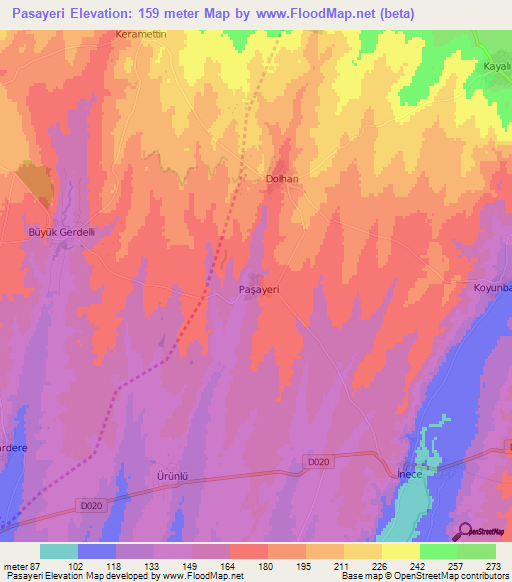 Pasayeri,Turkey Elevation Map