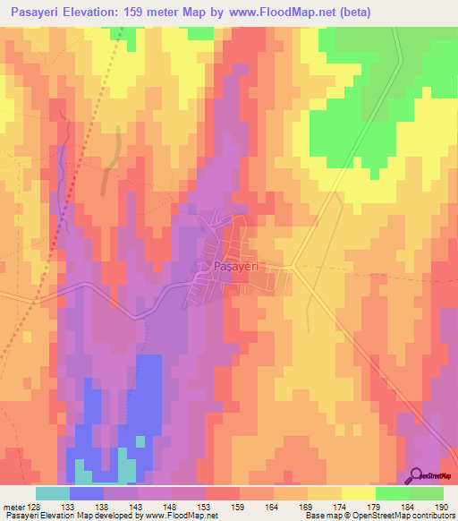 Pasayeri,Turkey Elevation Map