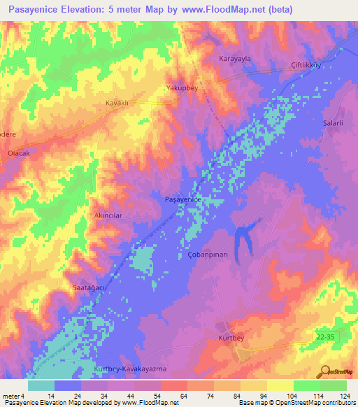 Pasayenice,Turkey Elevation Map