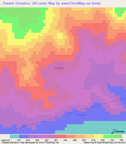 Pasalar,Turkey Elevation Map