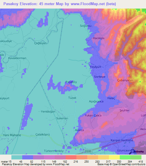 Pasakoy,Turkey Elevation Map