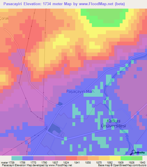 Pasacayiri,Turkey Elevation Map