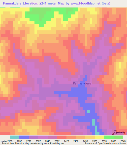 Parmakdere,Turkey Elevation Map