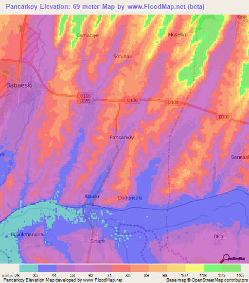 Pancarkoy,Turkey Elevation Map
