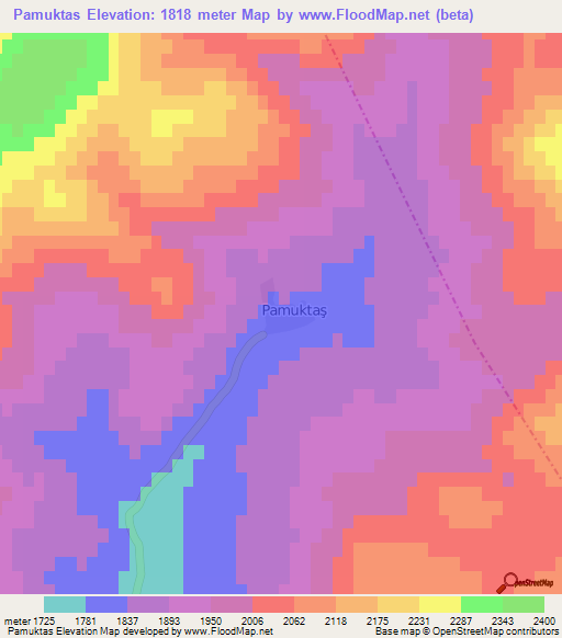 Pamuktas,Turkey Elevation Map