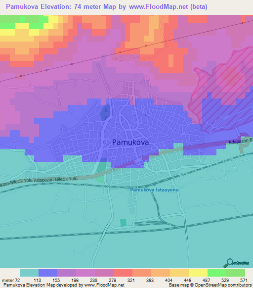 Pamukova,Turkey Elevation Map