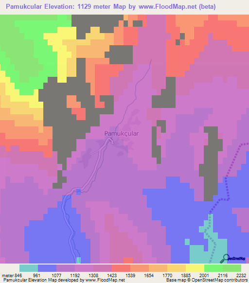 Pamukcular,Turkey Elevation Map