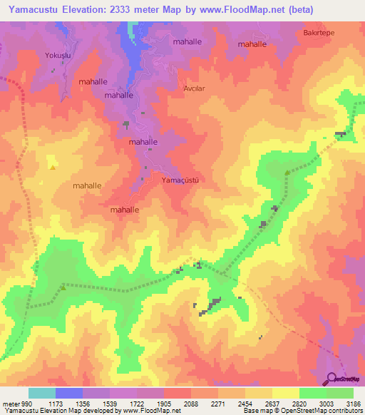 Yamacustu,Turkey Elevation Map