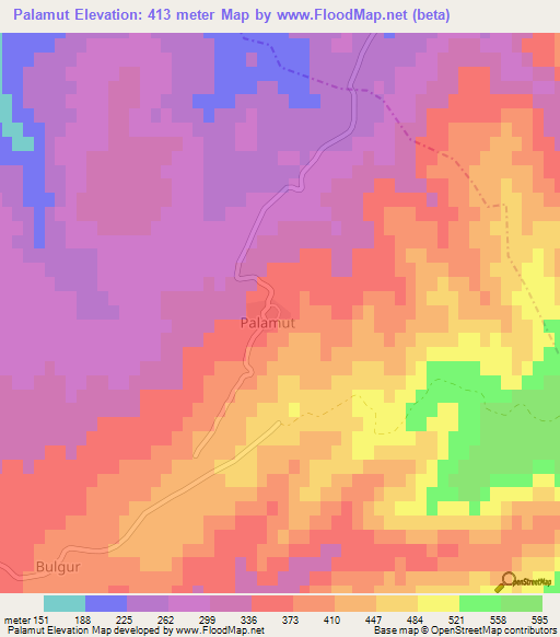 Palamut,Turkey Elevation Map