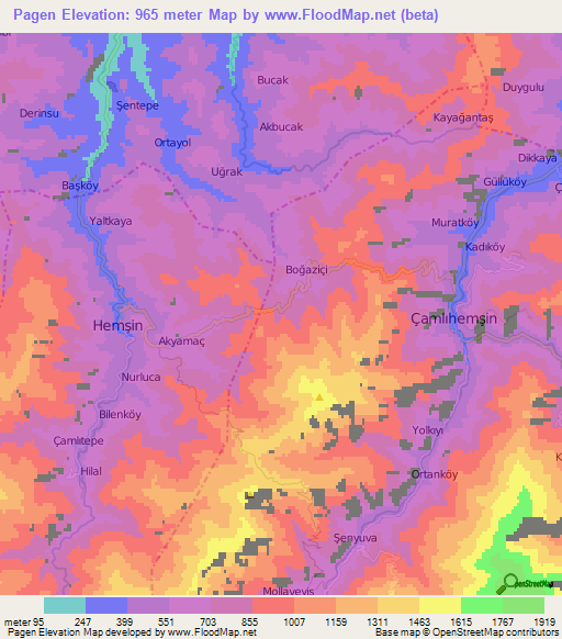 Pagen,Turkey Elevation Map