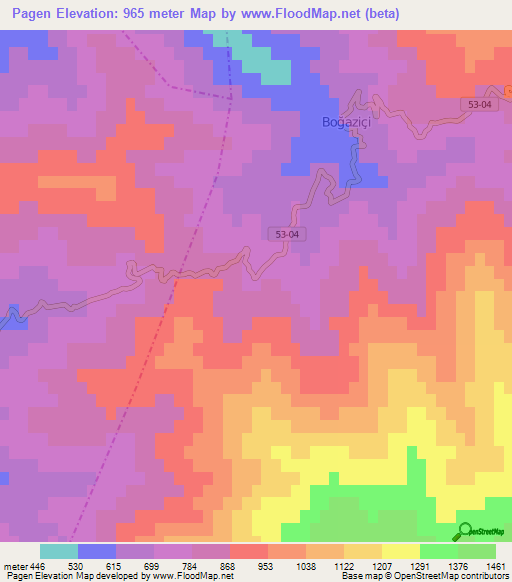 Pagen,Turkey Elevation Map