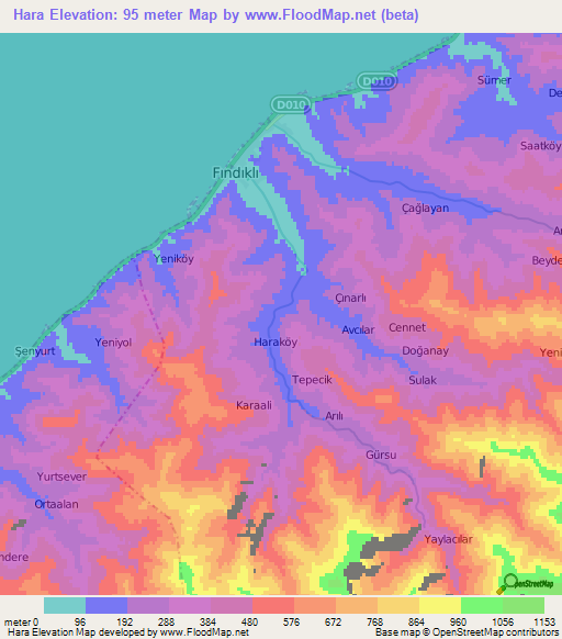 Hara,Turkey Elevation Map