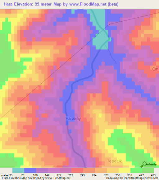 Hara,Turkey Elevation Map