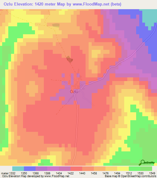 Ozlu,Turkey Elevation Map