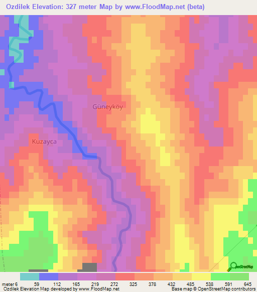 Ozdilek,Turkey Elevation Map