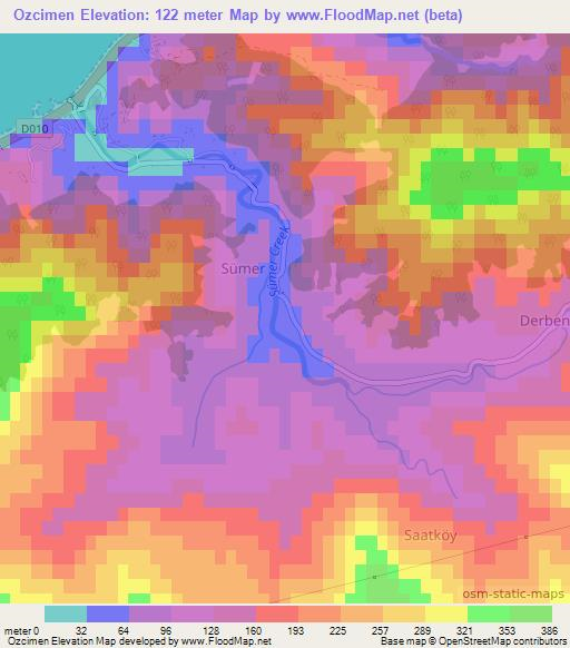 Ozcimen,Turkey Elevation Map