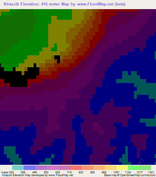 Kirazcik,Turkey Elevation Map