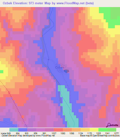 Ozbek,Turkey Elevation Map