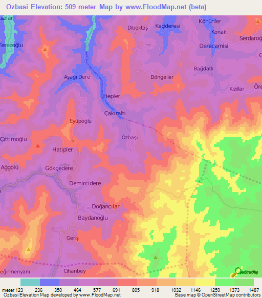 Ozbasi,Turkey Elevation Map