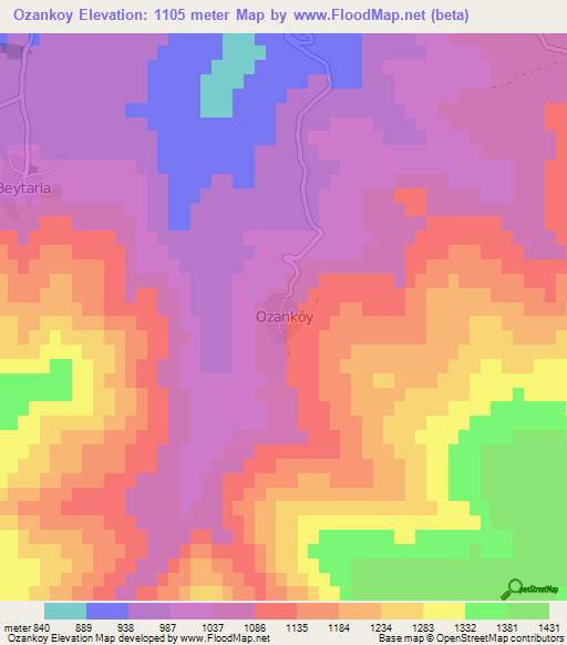 Ozankoy,Turkey Elevation Map