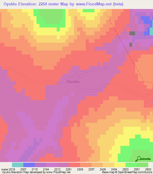 Oyuklu,Turkey Elevation Map