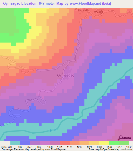 Oymaagac,Turkey Elevation Map