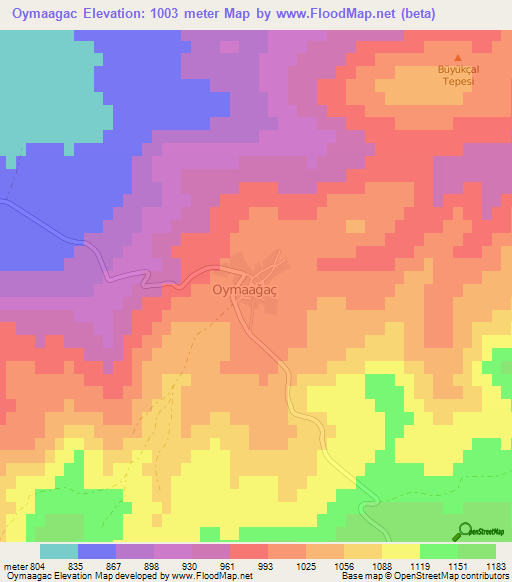 Oymaagac,Turkey Elevation Map