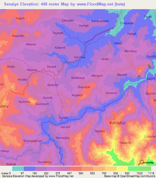 Senaiye,Turkey Elevation Map