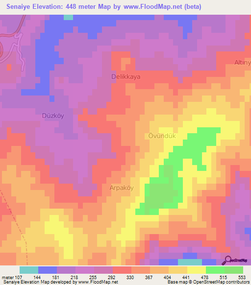 Senaiye,Turkey Elevation Map