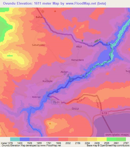 Ovundu,Turkey Elevation Map