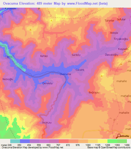 Ovacuma,Turkey Elevation Map