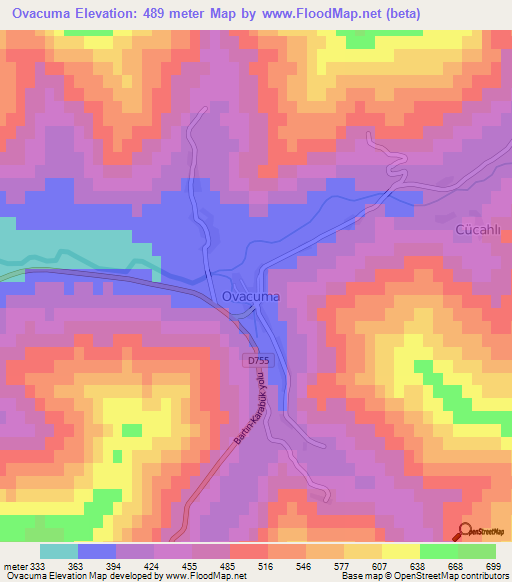 Ovacuma,Turkey Elevation Map