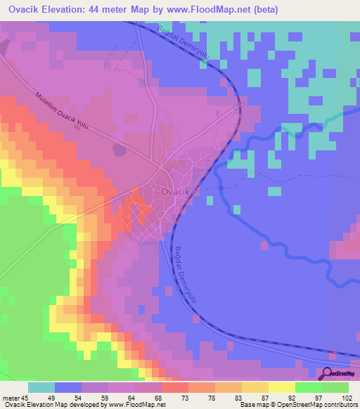 Ovacik,Turkey Elevation Map