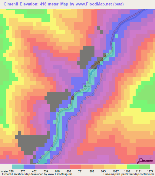 Cimenli,Turkey Elevation Map