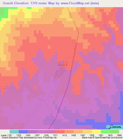 Ovacik,Turkey Elevation Map