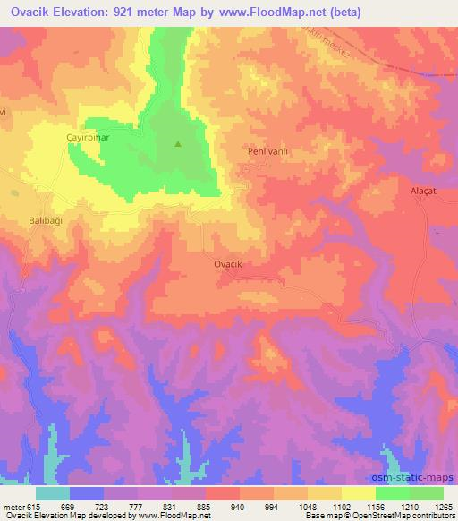 Ovacik,Turkey Elevation Map