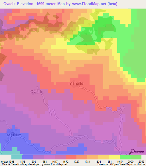 Ovacik,Turkey Elevation Map