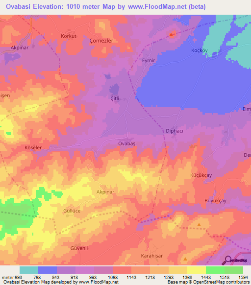 Ovabasi,Turkey Elevation Map