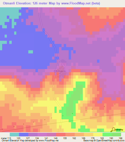 Otmanli,Turkey Elevation Map